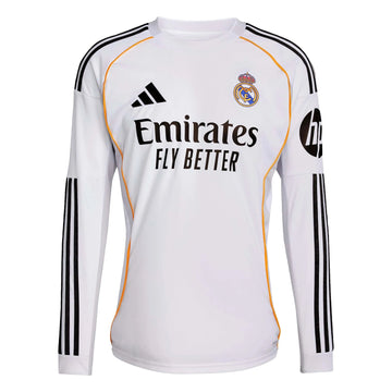 adidas 2025-26 Real Madrid Men's Stadium Home Long-Sleeve Soccer Jersey